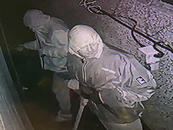 CCTV footage of the two men attempting to break into Dirt Wheelz in Pengam. Anyone with information can call Gwent Police on 101.