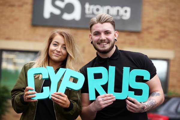Hannah Voisey, from Cracked Actors, Caerphilly, and Luca Sparey, from Spirit Hair Team, Ystrad Mynach will spend 16 days in Cyprus