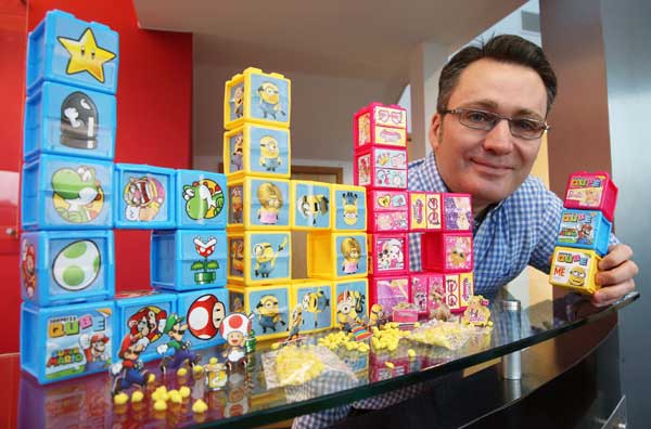 BUILDING FOR THE FUTURE: Bon Bon Buddies Managing Director Justin Thomas with the firm’s Surprize Qubes range, which were launched last year