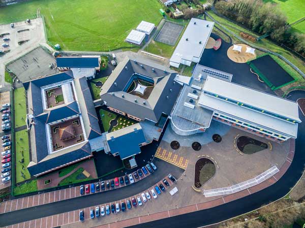 AERIAL: The £20m Y Gwyndy campus in Caerphilly has been given the green light to upgrade its sports fields