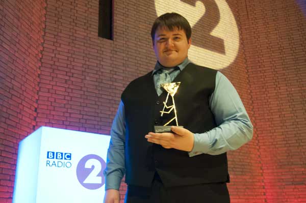 Daniel Thomas, from Rhymney, with his Young Brass Player of the Year award