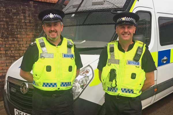 ALRIGHT ANDY: Inspector Andy O’Keefe, left, and Sergeant Andy Elias, right