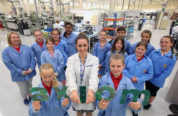 INSPIRED: Schoolchildren on their tour of Axiom’s plant