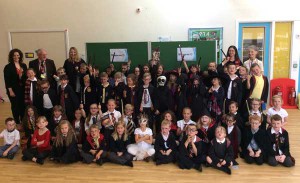RECORD-BREAKERS: Pupils at Hendre Infants School