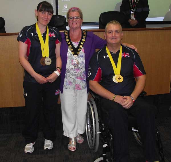 Donna Davies and John Prosser, with Mayor Cllr Dianne Price