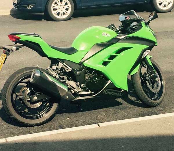The stolen Kawasaki Ninja 300
