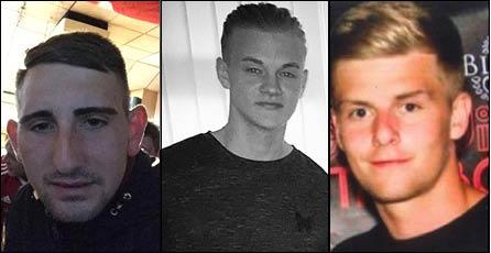 Ryan Gibbons (left), Rhys Jones and Joe Daniels (right), were all killed after a car crash in Merthyr Tydfil in October 2015