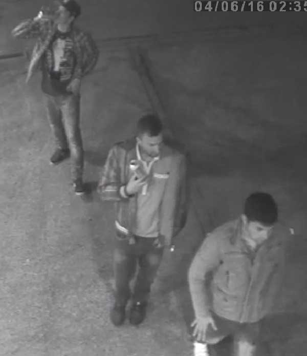 Police are looking to trace these three men in connection with an assault in Blackwood in June