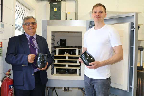 Cllr Ken James, left, and Matthew Jones, owner of ‘Ave A Go Ceramics