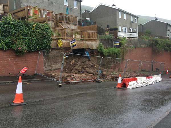 LOCKED HORNS: Residents and the council are at an impasse over a collapsed retaining wall at St Annes Gardens, Abertridwr