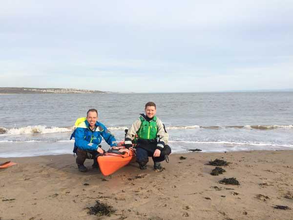 WITH A PADDLE: Ben, left, and Tom, set off at the end of August