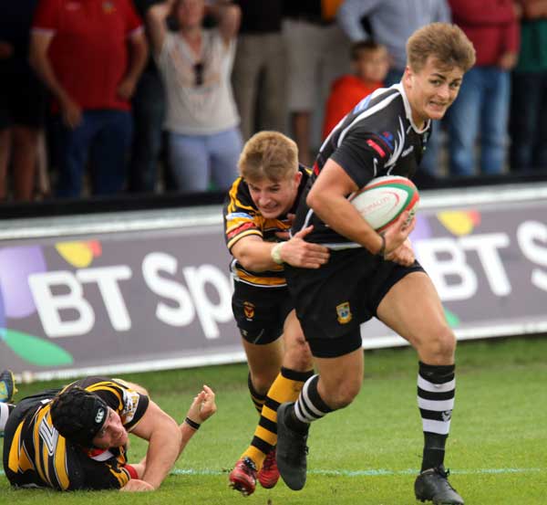 RIVALRY: Bedwas centre Connor Edwards at the heart of his side’s victory over local rivals Newport