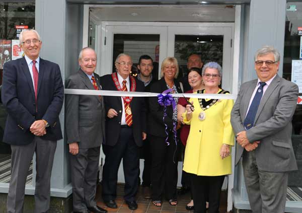 Mayor of Caerphilly County Borough Council, Dianne Price, prepares to officially open The Square Royale pub in Bargoed last month