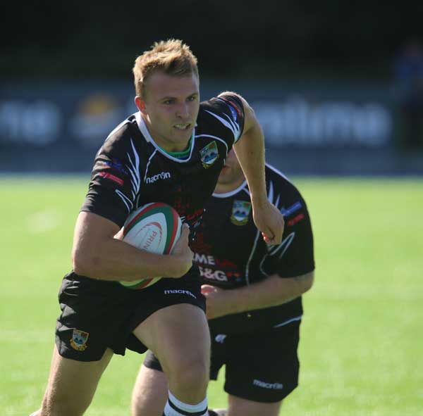 Bedwas back Tom Prydie builds up a head of steam during his side's victory over Merthyr