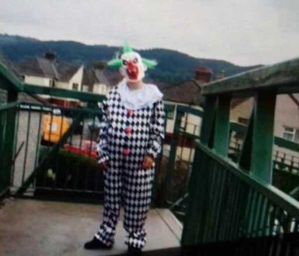 Connor Jones dressed up as a clown and frightened school children
