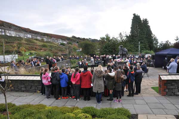 MEMORIAL: Locals gather for the Aberfan memorial service held at the Welsh National Mining Memorial, Senghenydd. Photos kindly provided by David Bowen