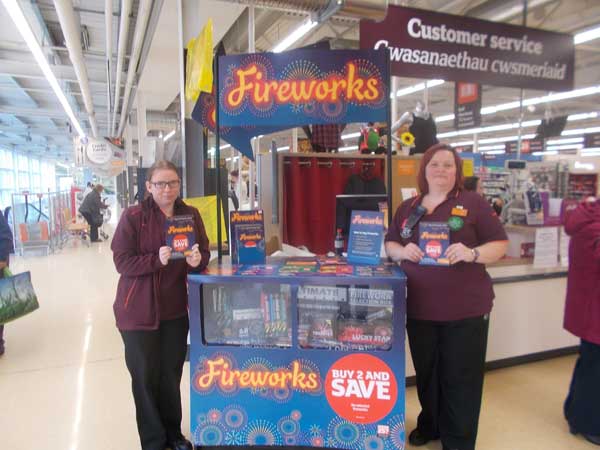 Aberbargoed Blue Watch crew members will be offering firework safety tips at Sainsbury's Pontllanfraith