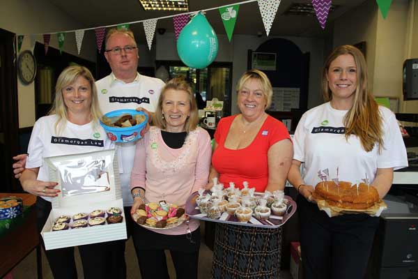 COFFEE MORNING: Glamorgan Law staff Sandra Thomas, Michael Downey, Amanda Grandi, Alison Williams, and Cherrie Powell