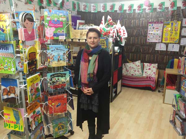 CROESO: Vikki Alexander at the Llyfrau’r Enfys shop