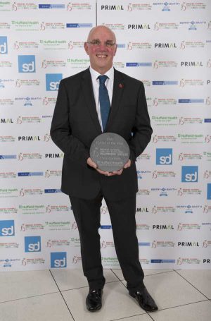 Chris Corbett of Caerphilly CC with his Club Cyclist of the Year award