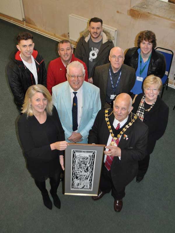 The Libanus Lifestyle management committee, including Karen James (front left) and Argoed councillor Leon Gardiner (front right)
