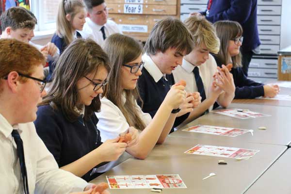 CRACKING IDEA: Bedwas pupils get sculpting, with competition winner Molly Morgan (third from right)