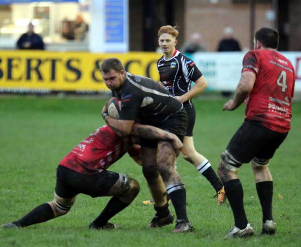 BREAK: Bedwas lock Geraint Edwards carries for his side