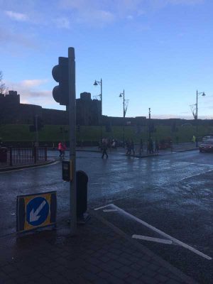 Market Street, Caerphilly, was temporarily closed after an 84-year-old woman was hit by a car