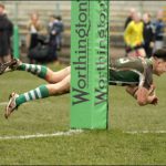 Caerphilly's Connor Kawulock scores against Taff's Well