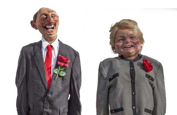 GOING ONCE: The puppets of Lord and Baroness Kinnock are up for auction in Cardiff. Photo by Roger Jones Auctioneers