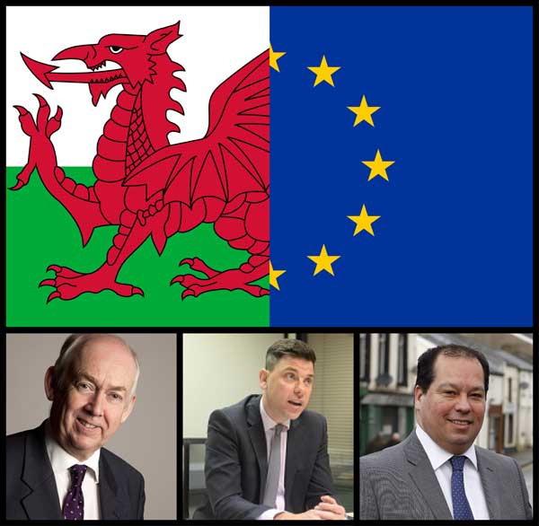 Caerphilly MP Wayne David (left), Islywn MP Chris Evans (centre) and Merthyr and Rhymney MP Gerald Jones (right)