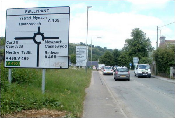 The Pwllypant Roundabout. Photo by Jaggery