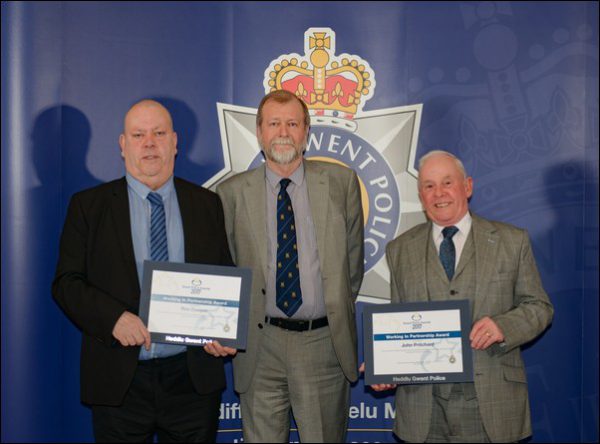 Gwent Police and Crime Commissioner Jeff Cuthbert (centre) with members of the Taraggan project