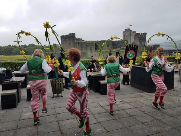 TRADITION: Clocs Canton North West Morris Dancers performing in front of Caerphilly Castle