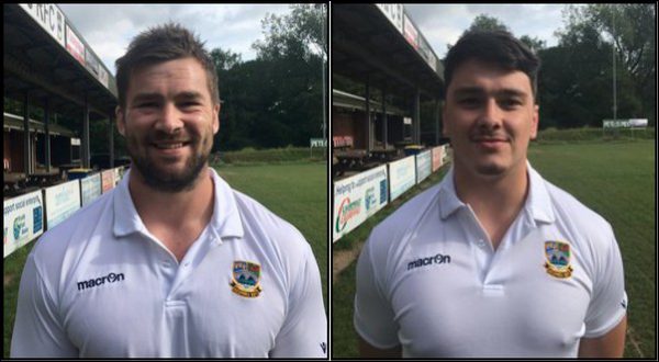 PUT PEN TO PAPER: Back-rowers Morgan Allen, left, and Nathan Hudd, right, have joined Bedwas