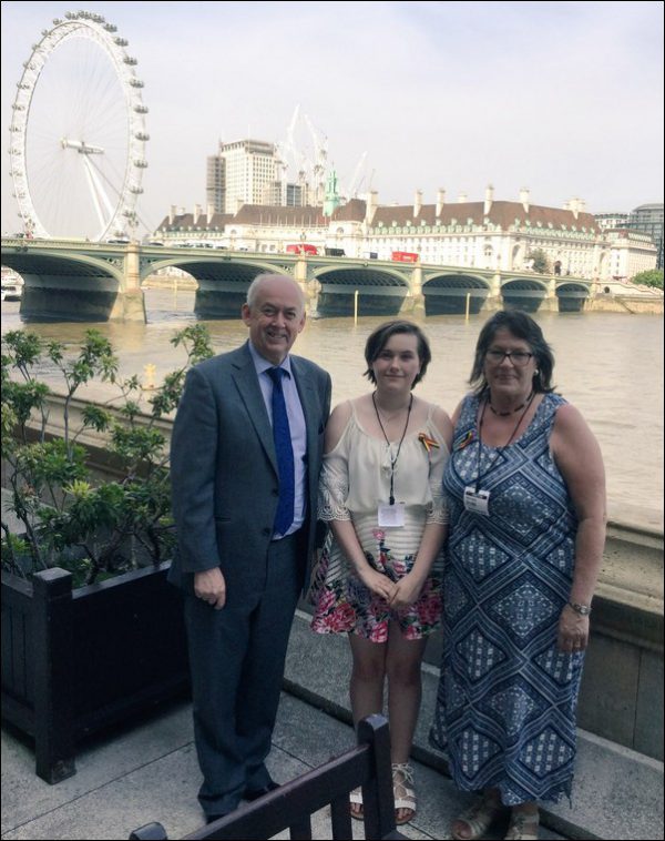 Caerphilly MP Wayne David with Bronwen Morgan. centre. and her grandmother Janet at the House of Commons