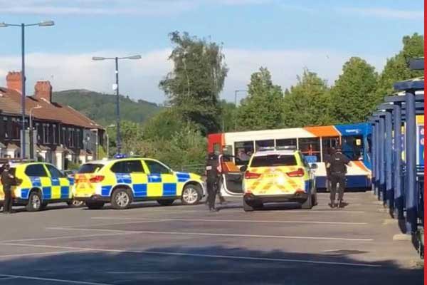 Armed police were called to Caerphilly bus station on Tuesday