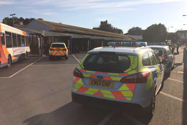 Police kept a presence at Caerphilly bus station for more than an hour after the initial call