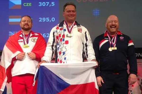 BRONZE:  Dylan Davies, right, on the podium in Pilsen