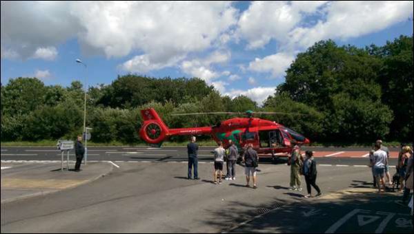 An air ambulance was called to the Lansbury Park link road in Caerphilly after a seven-year-old girl was hit by a car