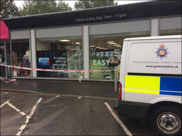 The Tesco Express store on Newport Road, Trethomas, was broken into
