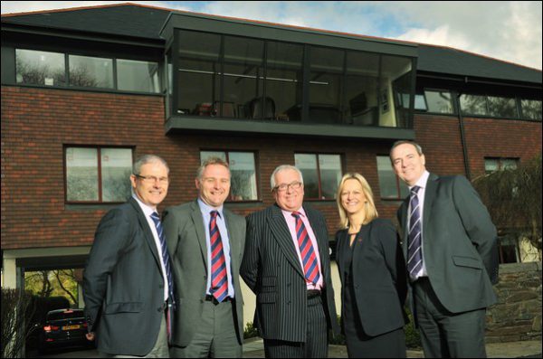 Left to right: Mark Eedy, Kevin Price, John Moore MBE, Alison Davies and Rhys Thomas