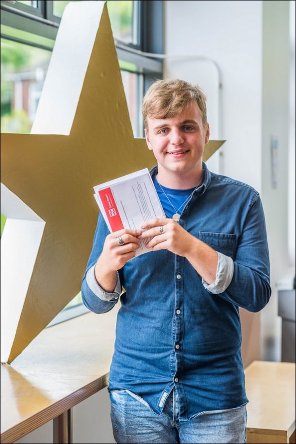 Thomas Summers from Cwmfelinfach celebrates his A Levels at Coleg Gwent