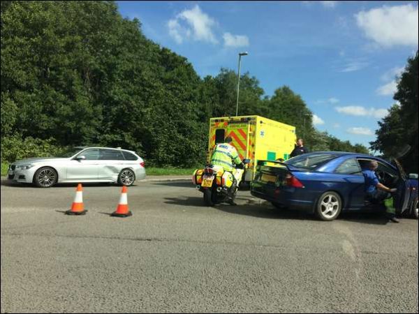 Ttwo of the vehicles being recovered following the crash on the Bedwas Bridge roundabout