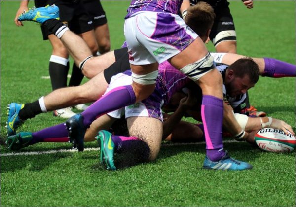PILE-UP: Back-rower Morgan Allen scores on his Bedwas debut