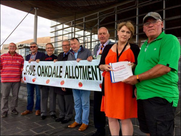 LOSING THE PLOT: Islwyn AM Rhianon Passmore was presented with a petition by plot holders to save their allotment in Oakdale 