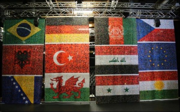 ON THE CONTINENT: St Cenydd pupils helped to produce 12 flags using 10,000 photographs on a recent art trip to Germany