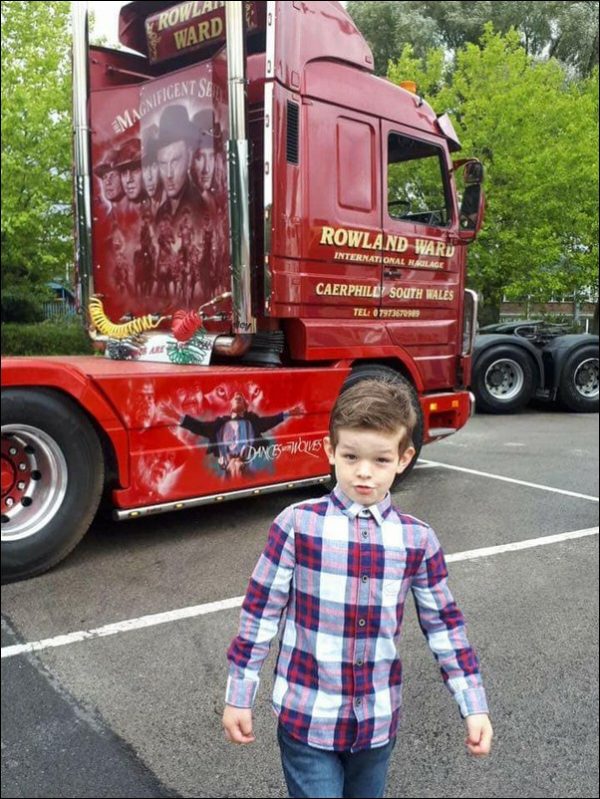 HONK FOR AUTISM: Aaron is a big lover of all things trucks