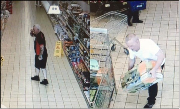 Police want to find these two men in connection with thefts from an Aldi store