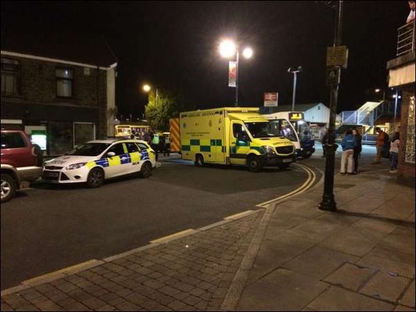 A man on crutches was attacked in Caerphilly town on Friday night